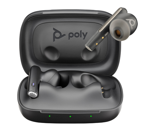 Poly Voyager Free 60 UC True Wireless Earbud Stereo Earset - Carbon Black - Microsoft Teams Certification - Google Assista