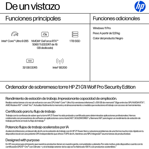 HP Z1 G1I U9-285 1TB 32GB NVD GEF RTX 5060 W11P