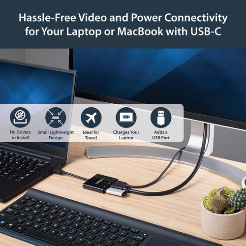 StarTech.com USB-C to HDMI Adapter - 4K 30Hz - Thunderbolt 3 Compatible - with Power Delivery (USB PD) - USB C Adapter Con