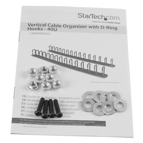 StarTech.com Vertical Cable Organizer with D-Ring Hooks - Vertical Cable Management Panel - 40U - 6 ft. - Cable Organizer 