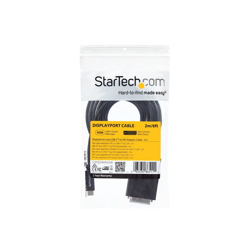 StarTech.com USB-C to DVI Cable - 2 m - 1080p - 1920x1200 - USB C DVI Monitor Cable - USB C Cable - Computer Monitor Cable