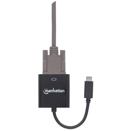 Manhattan USB-C to VGA Converter Cable, 1080p@60Hz, Black, 8cm, Male to Female, Lifetime Warranty, Equivalent to CDP2HD. U