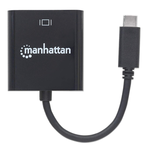 Manhattan USB-C to VGA Converter Cable, 1080p@60Hz, Black, 8cm, Male to Female, Lifetime Warranty, Equivalent to CDP2HD. U
