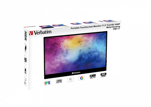 Monitor LCD Touchscreen Verbatim 49593 - 431,8 mm (17") Classe - 16:9 - 6 ms - 43,9 cm (17,3") Viewable - Capacità - 10 Po