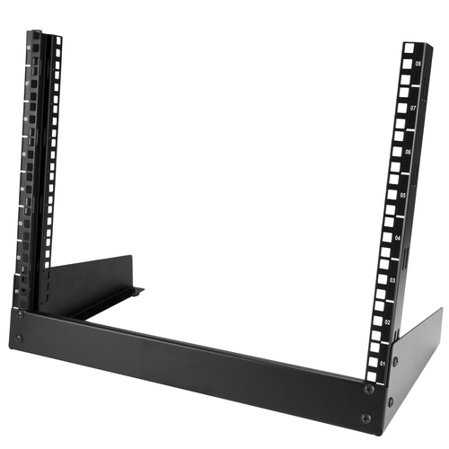 StarTech.com 8U Desktop Rack - 2-Post Open Frame Rack - 19in Open Frame Desktop Rail Rack - 8U - Steel - 50.12 kg Maximum 