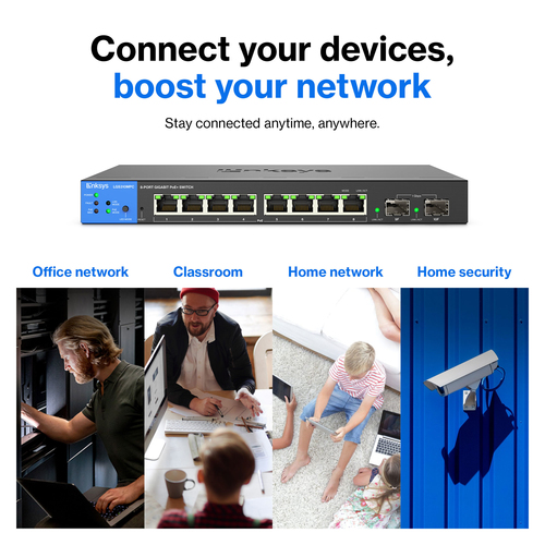 Linksys LGS310MPC 8 Ports Manageable Ethernet Switch - Gigabit Ethernet - 1000Base-T, 1000Base-X - 3 Layer Supported - Mod