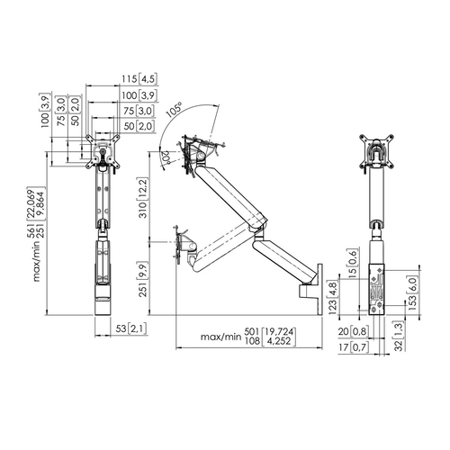 Vogel's MOMO 4136W Monitorarm Motion Plus. Höchstgewichtskapazität: 10 kg, Minimum Bildschirmgr�ße: 25,4 cm (10"), Maximal