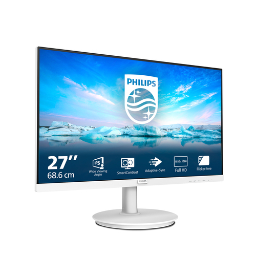 Philips V-line 271V8AW 27" Class Full HD LED Monitor - 16:9 - Textured White - 68.6 cm (27") Viewable - In-plane Switching