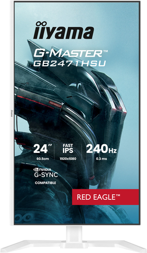 iiyama G-MASTER Red Eagle GB2471HSU-W1 24"" Class Full HD Gaming LCD Monitor - 16:9 - Matte White - 60.5 cm (23.8"") Viewa