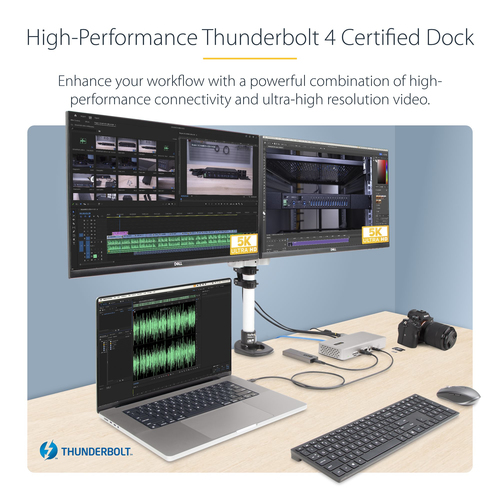 StarTech.com Universal USB4 & Thunderbolt 4 Docking Station, Quad Display on Windows, Dual Display on MacBook, HDMI DP Doc