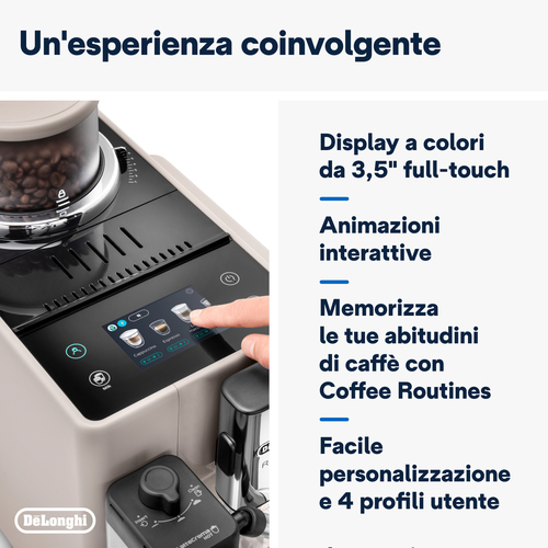 De?Longhi Rivelia - Macchina Automatica per Caffè in Chicchi, 16 bevande one-touch, Display touch Beige (EXAM440.55.BG). T