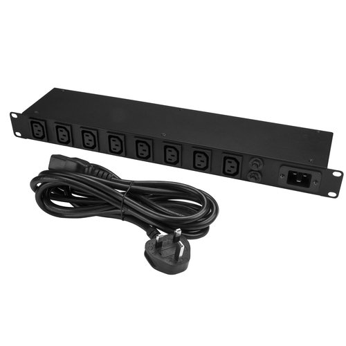 StarTech.com 8-Port Rack-Mount PDU with C13 Outlets - 16 A - 10 ft. Power Cord (BS 1363) - Power Distribution Unit - 1U - 