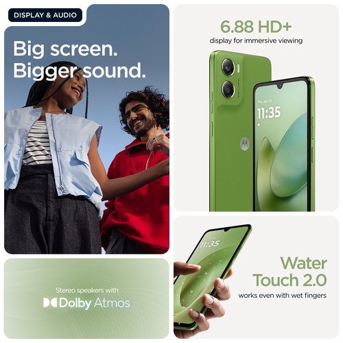 Motorola moto g06 . Dimensioni diagonale schermo: 17,5 cm (6.88"), Risoluzione del display: 1640 x 720 Pixel. Frequenza de