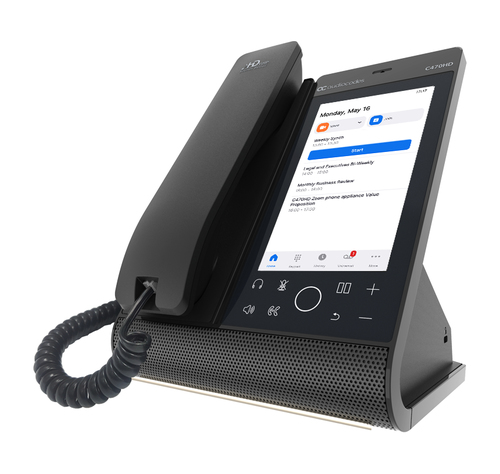 Teams C470HD Total Touch IP-Phone PoE GbE black with integrated BT and Dual Band Wi-Fi
2 Ethernet 10/100/1000 ports, 720x1