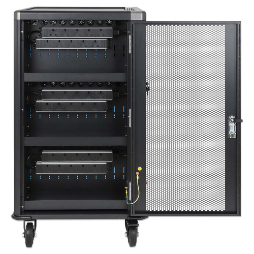 Manhattan Laptop Charging Cart/Trolley via AC Adapter (UK) 30-bay, Install device's AC Adapter (power cables) into unit, S