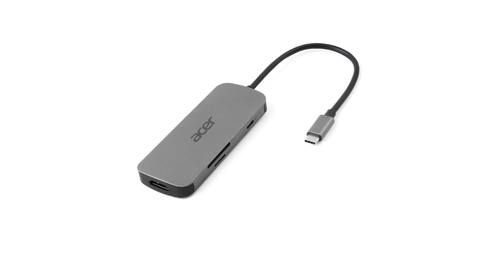 Acer USB-Typ C Docking Station - Ladefunktion - Speicherkartenleser - SD, microSD - Silber - Tragbar - 4K @ 60Hz, 4K - 384