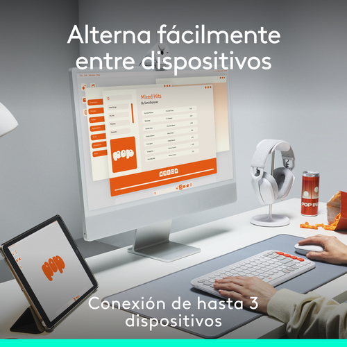 Logitech POP Mouse Mouse - Bluetooth - Optical - 4 Button(s) - Graphite - Wireless - 10 m - 4000 dpi - Scroll Wheel - 1 x 