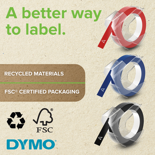 Etikettenband Dymo S0847730 - 9 mm Breite x 3 m Länge - Rechteck - Schwarz - Plastik - 3 Rolle