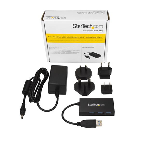 StarTech.com 4 Port USB 3.0 Hub - USB-A auf 3x USB-A und 1x USB-C - inklusive Netzteil - USB Hub - Desktop USB C Hub - 4 T