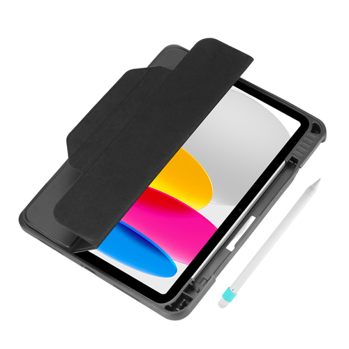 DEQSTER Robust Tasche (Dreiseitig) für 27,7 cm (10,9 Zoll) Apple, Logitech iPad (10. Generation) Tablet - Schwarz - Polyur