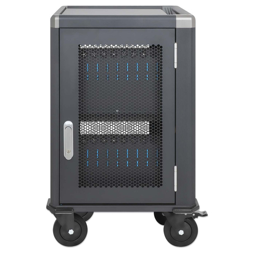 Manhattan iPad to 13", MacBook Air to 13" & Chromebook 14" 20-bay Charging Trolley/Cart via USB-C (30W), Also other tablet