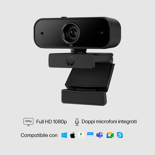 Webcam HP 435 - 2 Megapixel - 60 fps - Nero - USB 2.0 tipo A - Full HD - 1920 x 1080 Video - Auto focus - 85° Angle - Mont