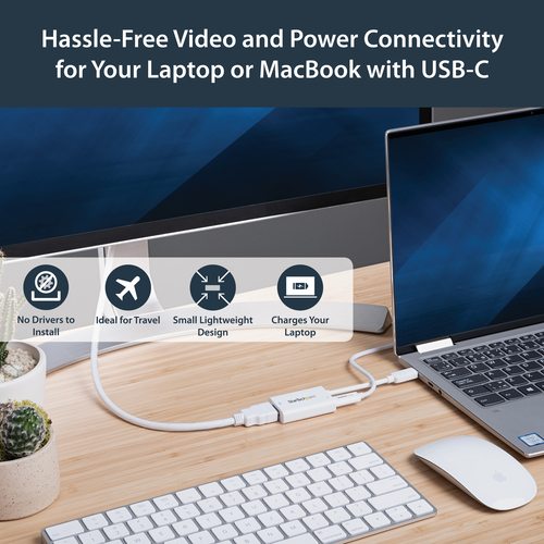 StarTech.com USB C to HDMI Adapter â€" 4k 60hz â€" Thunderbolt 3 Compatible â€" Power Delivery â€" USB C Adapter â€" USB-C