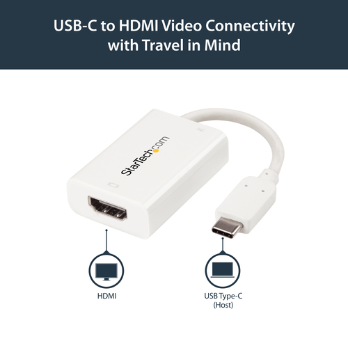 StarTech.com USB C to HDMI Adapter â€" 4k 60hz â€" Thunderbolt 3 Compatible â€" Power Delivery â€" USB C Adapter â€" USB-C