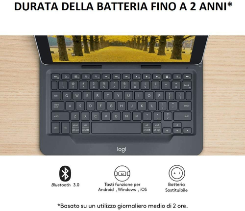 Cover tastiera Logitech Universal Folio (Folio) per 25,7 cm (10,1") Tablet - Esterno resistente all'acqua, Spill Resistant