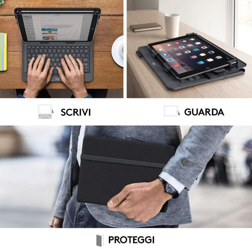 Cover tastiera Logitech Universal Folio (Folio) per 25,7 cm (10,1") Tablet - Esterno resistente all'acqua, Spill Resistant