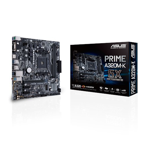 ASUS MB PRIME A320M-K. Processor manufacturer: AMD, Processor socket: Socket AM4, Compatible processor series: AMD A, AMD 