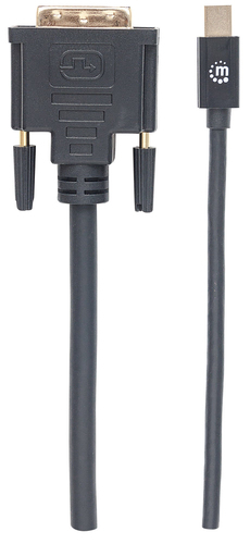 Manhattan Mini DisplayPort 1.2a to DVI-D 24+1 Cable, 1080p@60Hz, 1.8m, Male to Male, Compatible with DVD-D, Black, Lifetim