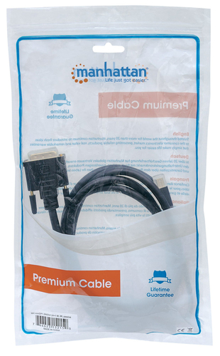Manhattan Mini DisplayPort 1.2a to DVI-D 24+1 Cable, 1080p@60Hz, 1.8m, Male to Male, Compatible with DVD-D, Black, Lifetim