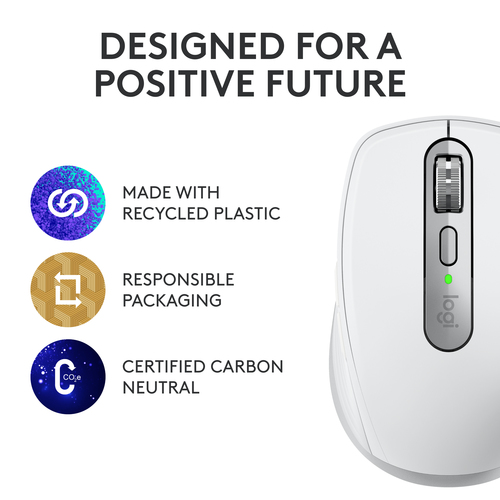 Logitech MX Anywhere 3S Mouse - Bluetooth - USB Type C - Optical/Darkfield - 6 Button(s) - Pale Gray - Wireless - 8000 dpi