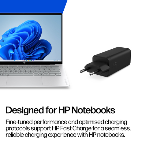 HP Chargeur mural 65 W nitrure de gallium. Compatibilité: Offre une puissance allant jusqu?à 65 W, Segment HP: Professionn