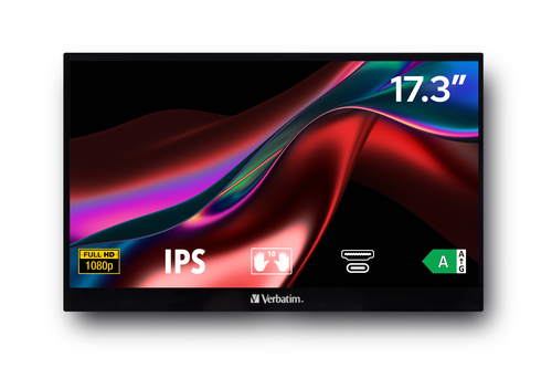 Monitor LCD Touchscreen Verbatim 49593 - 431,8 mm (17") Classe - 16:9 - 6 ms - 43,9 cm (17,3") Viewable - Capacità - 10 Po