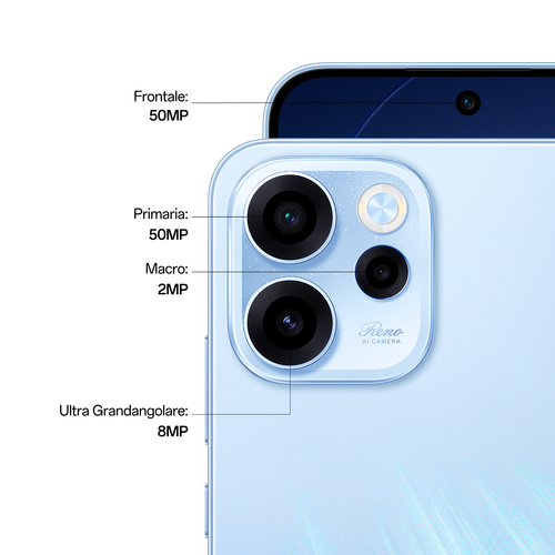 OPPO Reno15 FS 5G AI Smartphone, Tripla fotocamera 50+8+2MP, Selfie 50MP, Display 6.57” 120HZ AMOLED FHD+, 6500mAh, RAM 8G