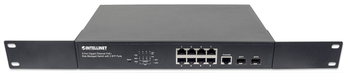 Intellinet 8-Port Gigabit Ethernet PoE+ Web-Managed Switch with 2 SFP Ports, IEEE 802.3at/af Power over Ethernet (PoE+/PoE