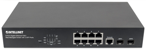 Intellinet 8-Port Gigabit Ethernet PoE+ Web-Managed Switch with 2 SFP Ports, IEEE 802.3at/af Power over Ethernet (PoE+/PoE