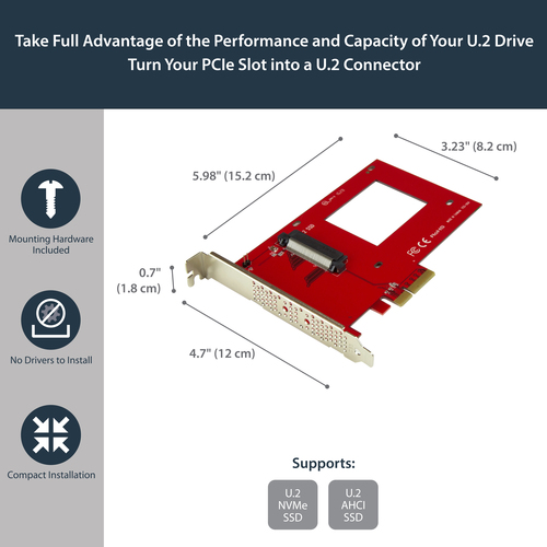 StarTech.com U.2 to PCI Express Adapter - TAA Compliant