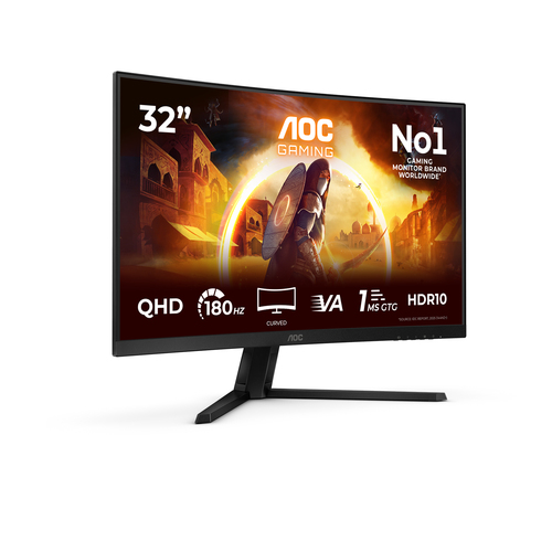 AOC CQ32G4VE 32" Class WQHD Curved Screen Gaming LED Monitor - 16:9 - 80 cm (31.5") Viewable - Vertical Alignment (VA) - L