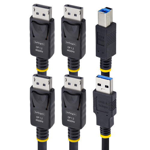 StarTech.com 6ft (1.8m) Dual-DisplayPort and USB 5Gbps KVM Cable, 4K 60Hz, Universally Compatible Combo Cable for KVM Swit
