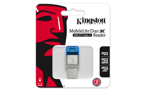 Kingston MobileLite Duo 3C Flash Reader - USB Type C, USB Type A - External - microSD, microSDHC, microSDXC, TransFlash