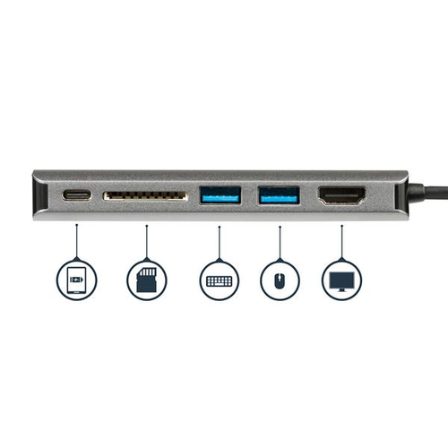 StarTech.com USB-C Multiport Adapter - SD Kartenleser - Power Delivery - 4K HDMI - GbE - 2x USB 3.0 - USb C Hub - USB Typ-