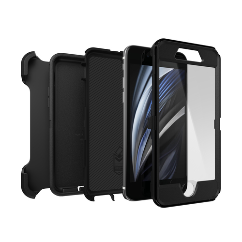 OtterBox Defender Rugged Carrying Case (Holster) Apple iPhone 7, iPhone 8 Smartphone - Black - Dirt Resistant, Bump Resist
