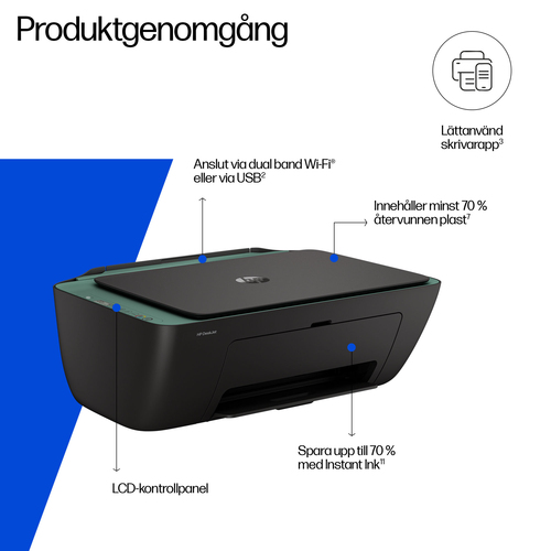 HP DeskJet 2923 Wireless All-in-One Farbe Drucker, Instant Ink. Drucktechnologie: Thermal Inkjet, Printing: Farbdruck, Max