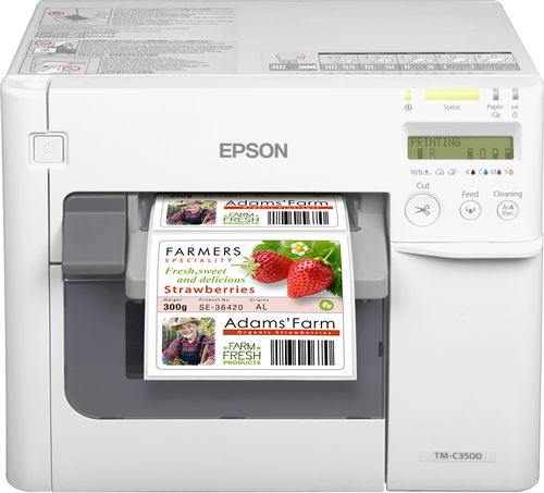 Epson ColorWorks TM-C3500 Desktop - Etikettendruck - Ethernet - USB  - Weiß - 103 mm/s Monodruck - inklusive Cutter, Netzk