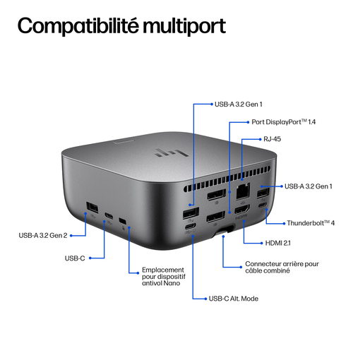 HP Thunderbolt 4 Ultra 180 W G6 Dockingstation. Konnektivitätstechnologie: Kabelgebunden, Hostschnittstelle: Thunderbolt 4