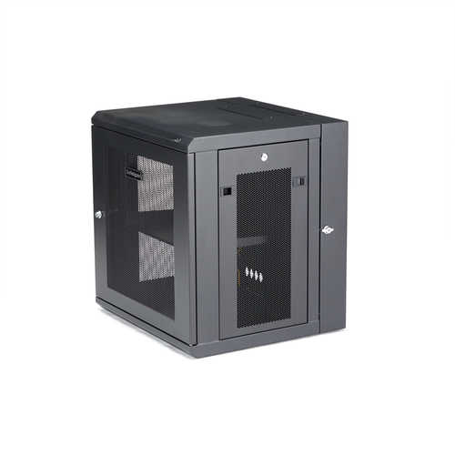 StarTech.com RK12WALHM. Typ: Wandmontiertes Regal, Rack-Kapazität: 12U, Höchstgewichtskapazität: 90 kg, Sperrschloss, Verb