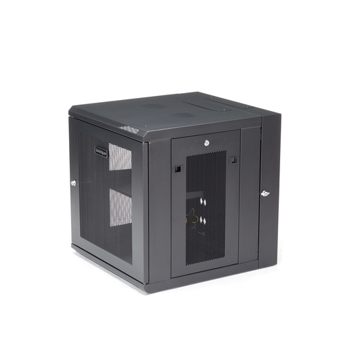 StarTech.com 4-Post 12U Wall Mount Network Cabinet, 19" Hinged Wall-Mounted Server Rack for IT Equipment, Flexible Lockabl